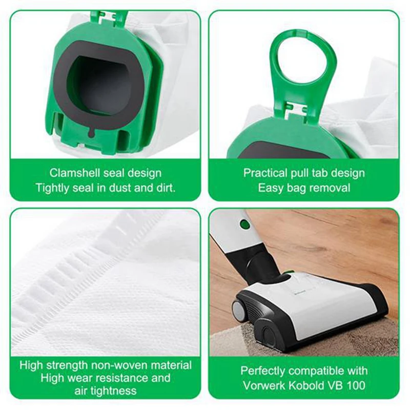 Vorwerk Kobold VB100 FP100 VB 100 FP 100 용 진공 청소기 백, 진공 먼지 봉투 필터