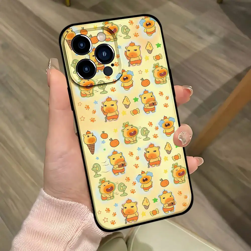 Lulu C-Capybara Cute Phone Case Phone Case For Iphone 17 16 15 11 13 14 Pro Max X Xr Xs Max 12mini Black Shell Cover Case