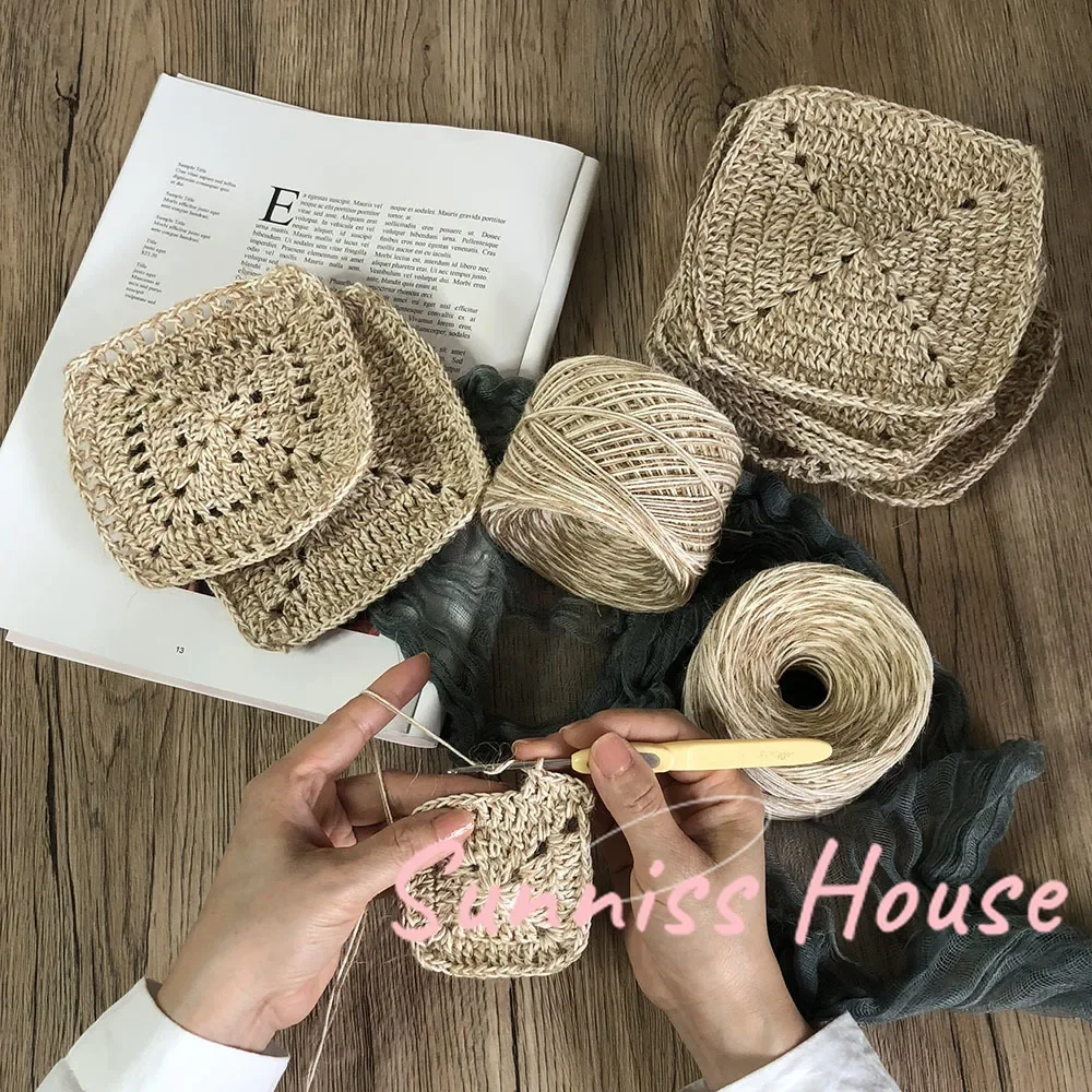 100g Mixed Cotton Hemp Yarn Thread，DIY Wool Knitting Crochet Thread Handmade Rainbow Multicolor Hand Crochet Yarn