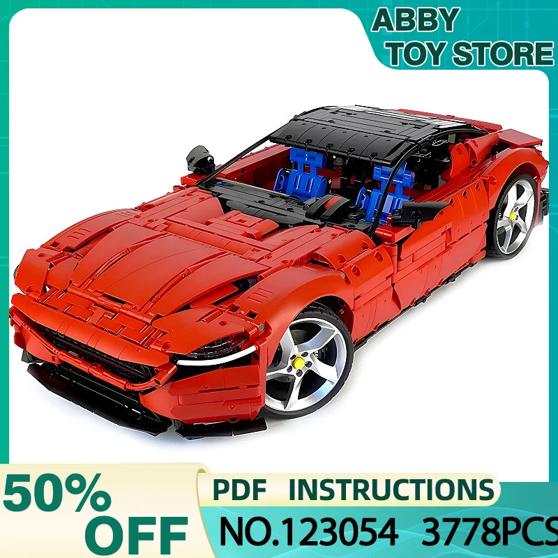 

New MOC-123054 Super Sports Car Hypercar Model Compatible 42143 Buidling Bricks Educational Puzzle Toys Christmas Gifts For Kids