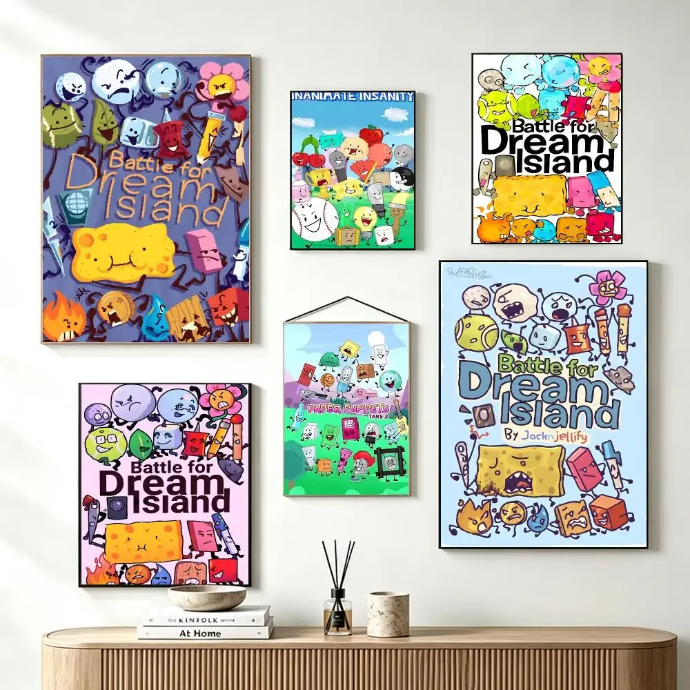 Animation Comedy Battle For Dream Island Poster Self-Adhesive Wall Art HD Print For Dorm Teen Room Decor Gift
