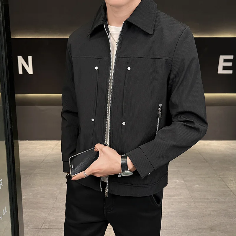 

Новая стильная мужская куртка с отложным воротником | Спортивная куртка для активного отдыха | Повседневная удобная универсальная верхняя одежда для весны и осени