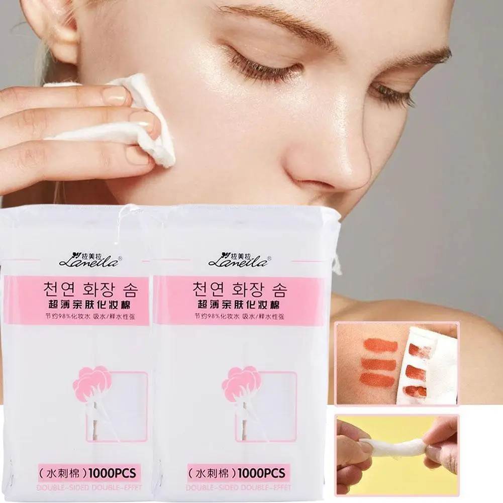1000개 양면 화장솜 신축성 있는 메이크업 리무버 코튼 습식 압축용 얼굴 스파 화장품 메이크업 도구