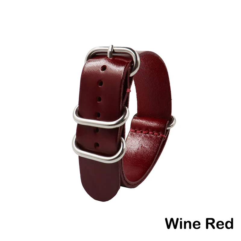 UTHAI Leather Strap18mm 20mm 22mm 24mm Oily Vintage Watch Band watch strap with five-ring Silver buckle steel thic Z116