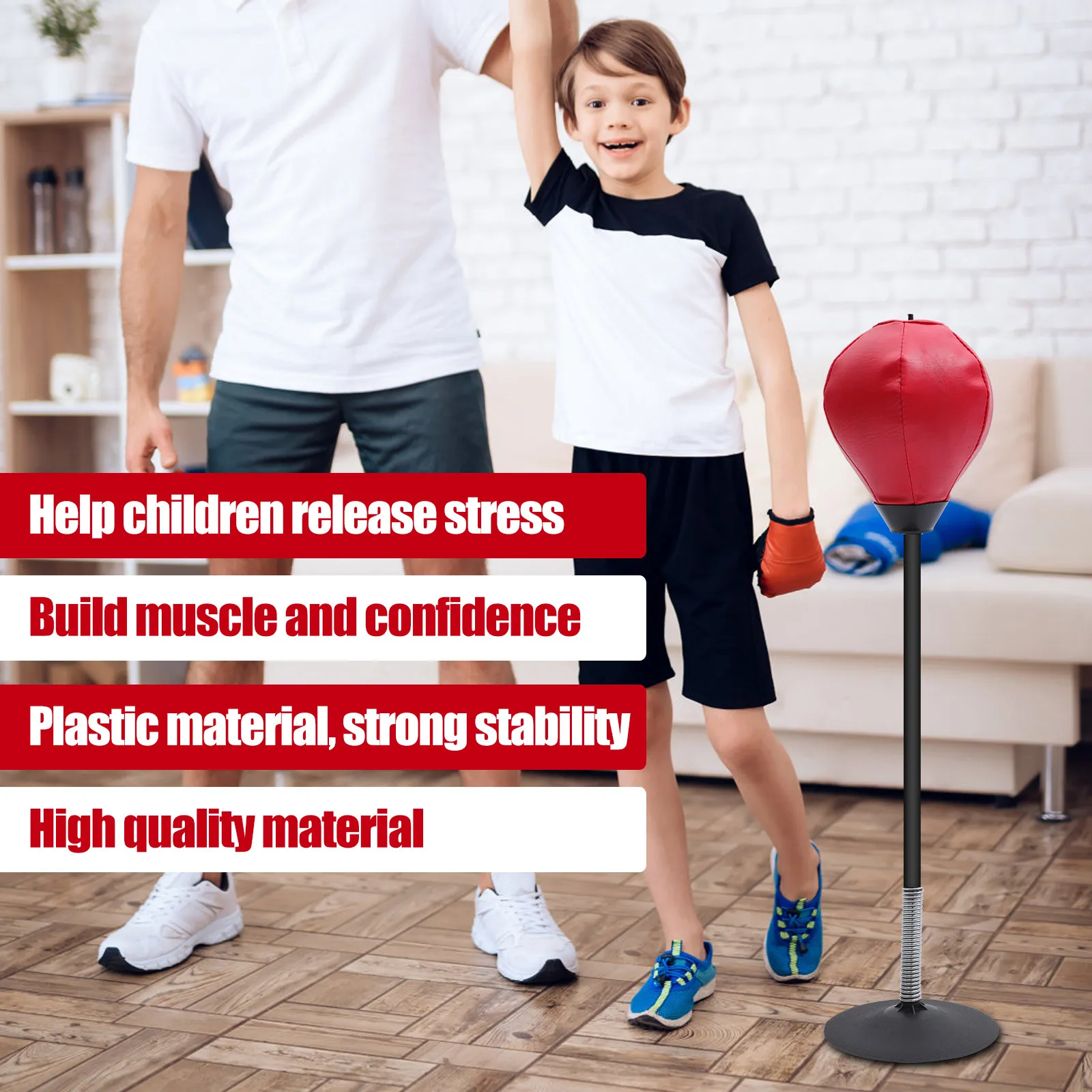 1Pcs Premium Desktop Boxing Ball with Oversized Stable Plastic Base Adjustable Height for Adults Stress Relief Fitness