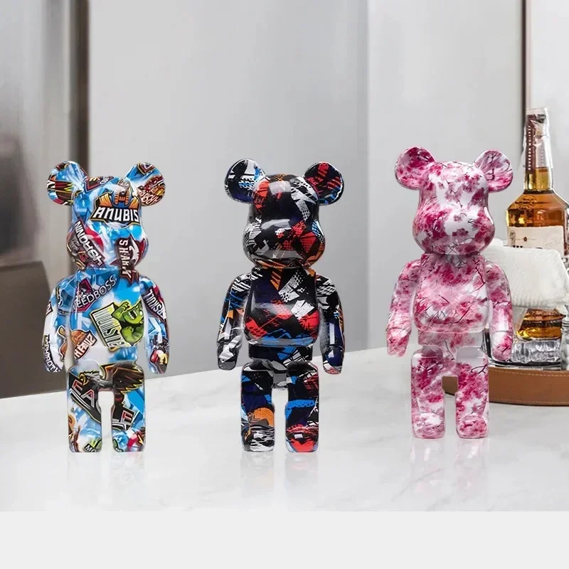 colorful graffiti, bear bricks, figures, bear bricks, statues, violent bears, resin decorations, desk accessories, l