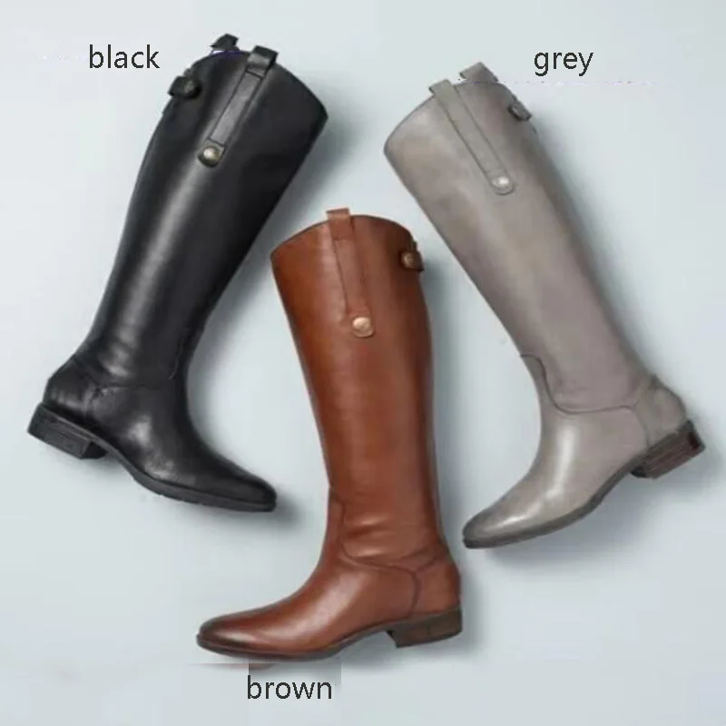 New European and American style personalized knee high boots for spring  autumn Fashionable British style men's leather shoes
