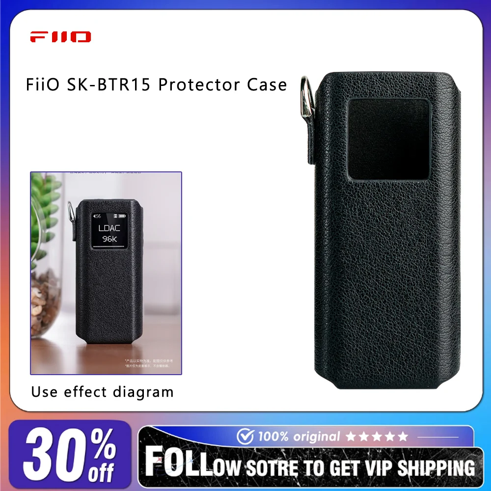 FiiO SK-BTR15 Защитный чехол из искусственной кожи, простой стиль, подвесной веревочный дизайн, чехол для ушного усилителя FiiO BTR15 LDAC FiiO SK-BTR15 Защитный чехол из искусственной кожи, простой стиль, подвесной веревочный дизайн, чехол для ушного усилителя FiiO BTR15 LDAC