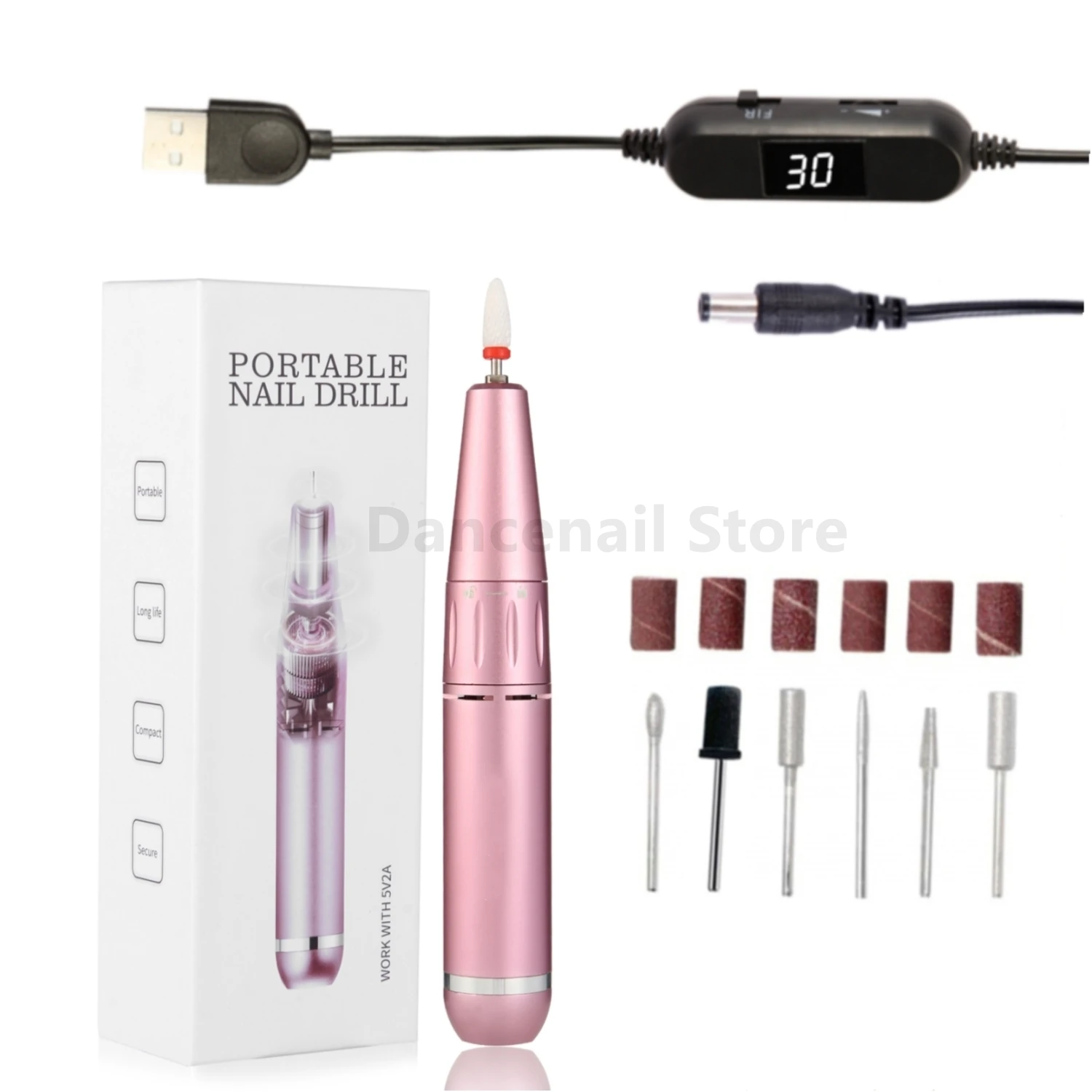 Macchina elettrica portatile per trapano per unghie USB per unghie acriliche Lucidatura professionale per salone domestico Manicure Rimuovi tampone Dremel