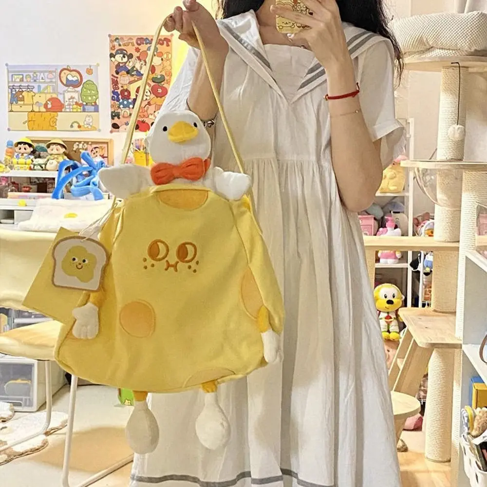 Cartoon Cheese Doll Girl Shoulder Bag Sweet Canvas Korean Style Small Messenger Bag Handbag Outdoor