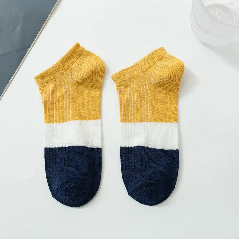 10 Pairs Men Socks Spring Summer Splicing Color Comfortable Cotton Men's Boat Socks Sport Shoes Shallow Mouth Low Cylinder Socks