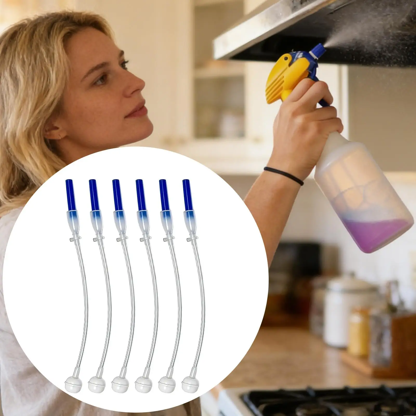Upside Down Sprayer Attachment 6pcs Multi-Angle Nozzle Extension Adjustable Garden Mister for Plants, Fits Most Spray Bottles