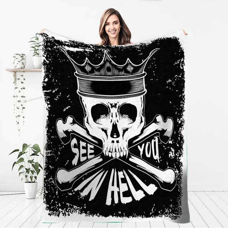 Street trend Skulls Rose Pattern manta sofa bed cover soft and hairy blanket plaid Soft Warm Flannel Throw Blankets gifts