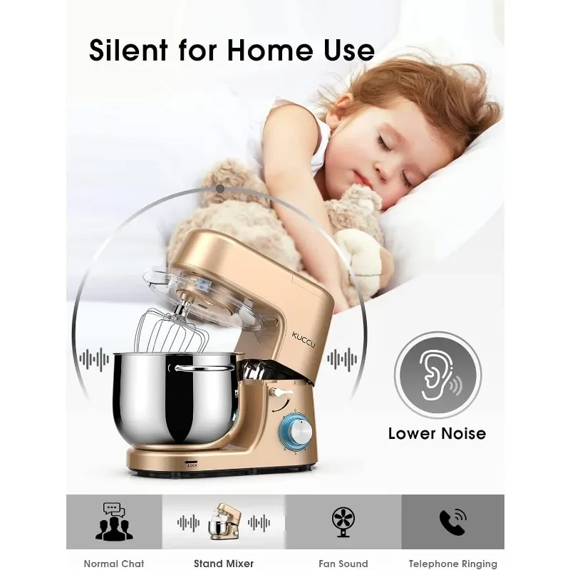 Kuccu-スタンド付き電気キッチンミキサー,8.5 qt,ダブルハンドル,6スピード,パルス付き,660w,チルトヘッド,フードミキサー