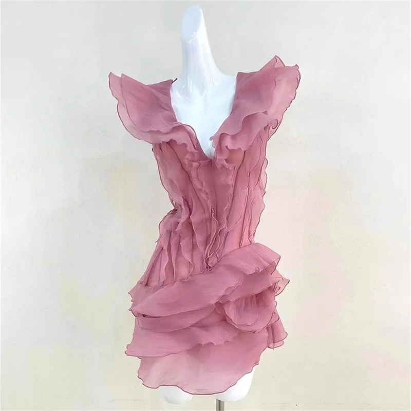 Damenkleider Neues 3D-Blumen-Minikleid für den Sommer 2025, sexy schulterfreie, ärmellose kurze Kleider, Partykleider, Abendkleider