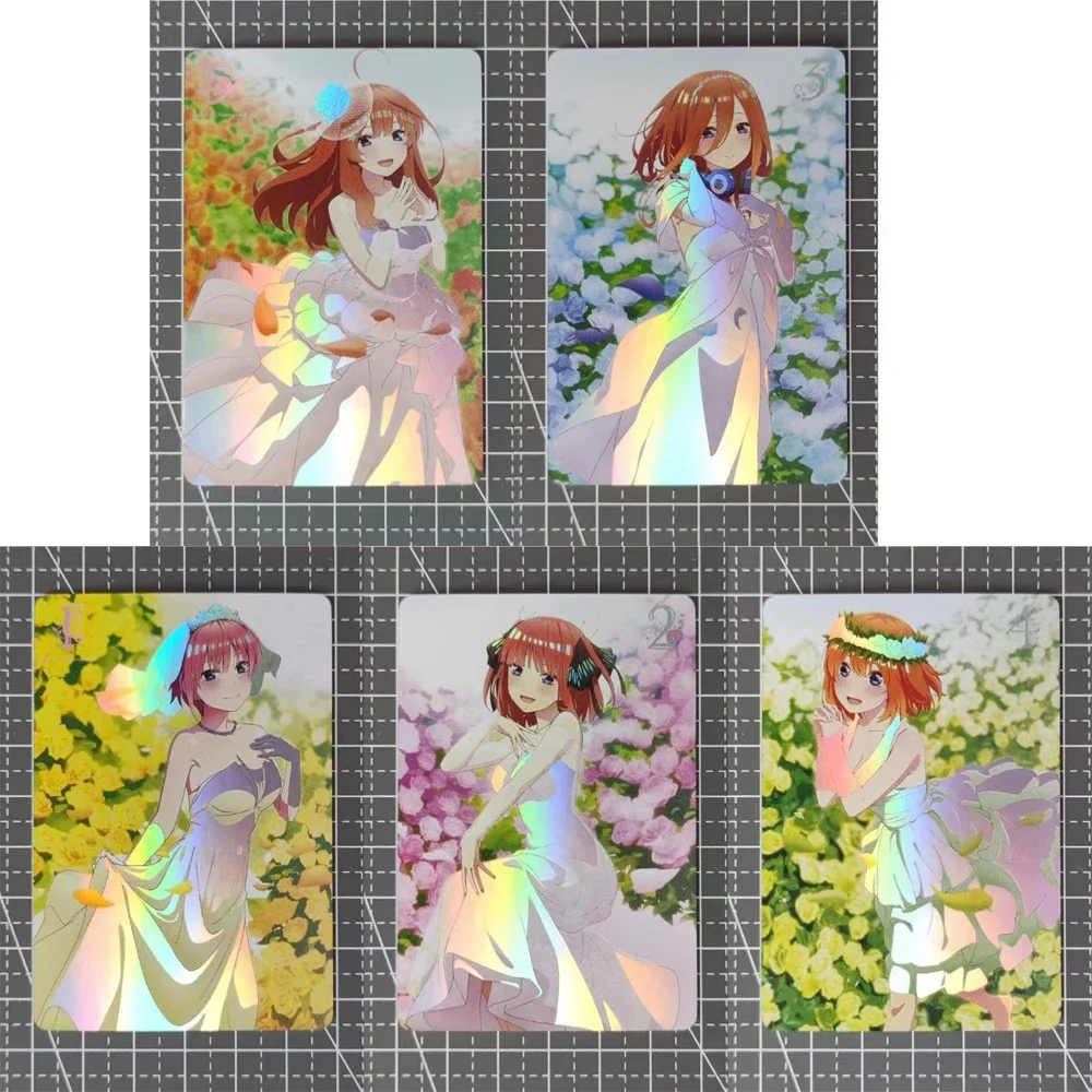 5Pcs/set The Quintessential Quintuplets Flash Card Nakano Miku Nakano Itsuki Wedding Dress Series Classic Anime Collection Cards