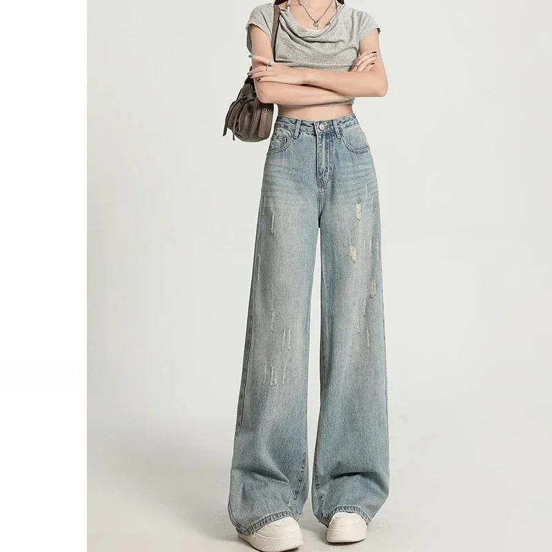 

Новые удобные женские прямые джинсы 2025 года, удобные мешковатые джинсовые брюки для отдыха с низкой посадкой, повседневная уличная одежда, модный карманный бойфренд