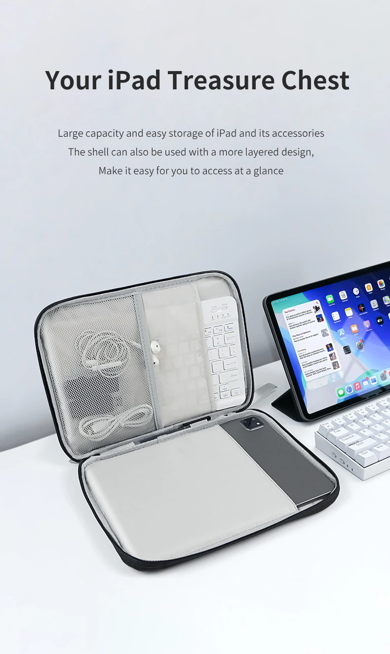 

10.8 Inch iPad Protective Computer Bag with Anti-Theft Handbag Inner Storage Organizer Lightweight Case for iPad