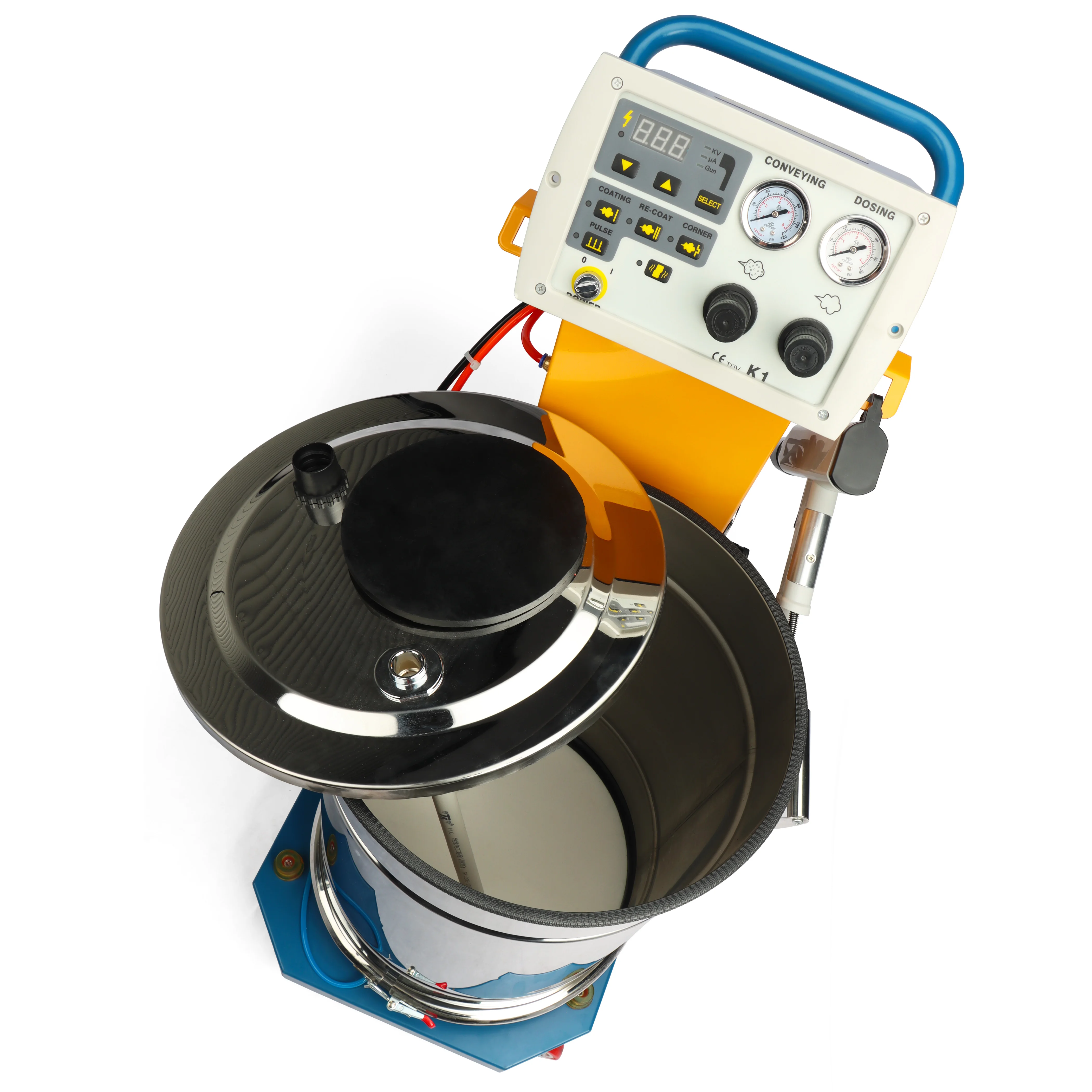 High-Efficiency Industrial Powder Coating Machine with Vibrating Trolley for Metallic Surfaces