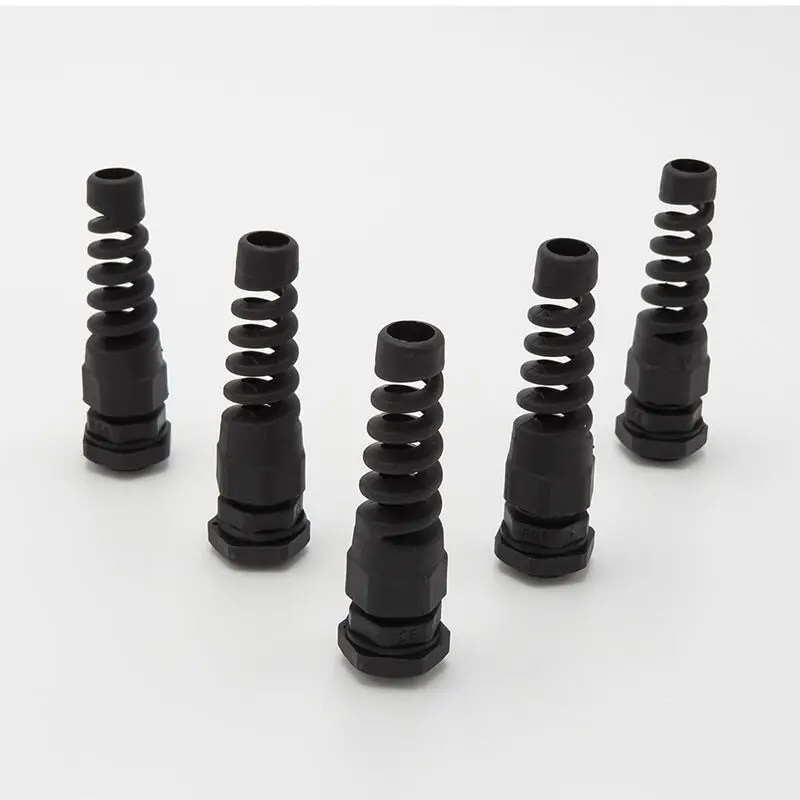 Strain Reliefs Cable Grip Flexible Nylon Spring Thread cable seal sleeve connector plastic screw stress protector M12 3-6.5mm