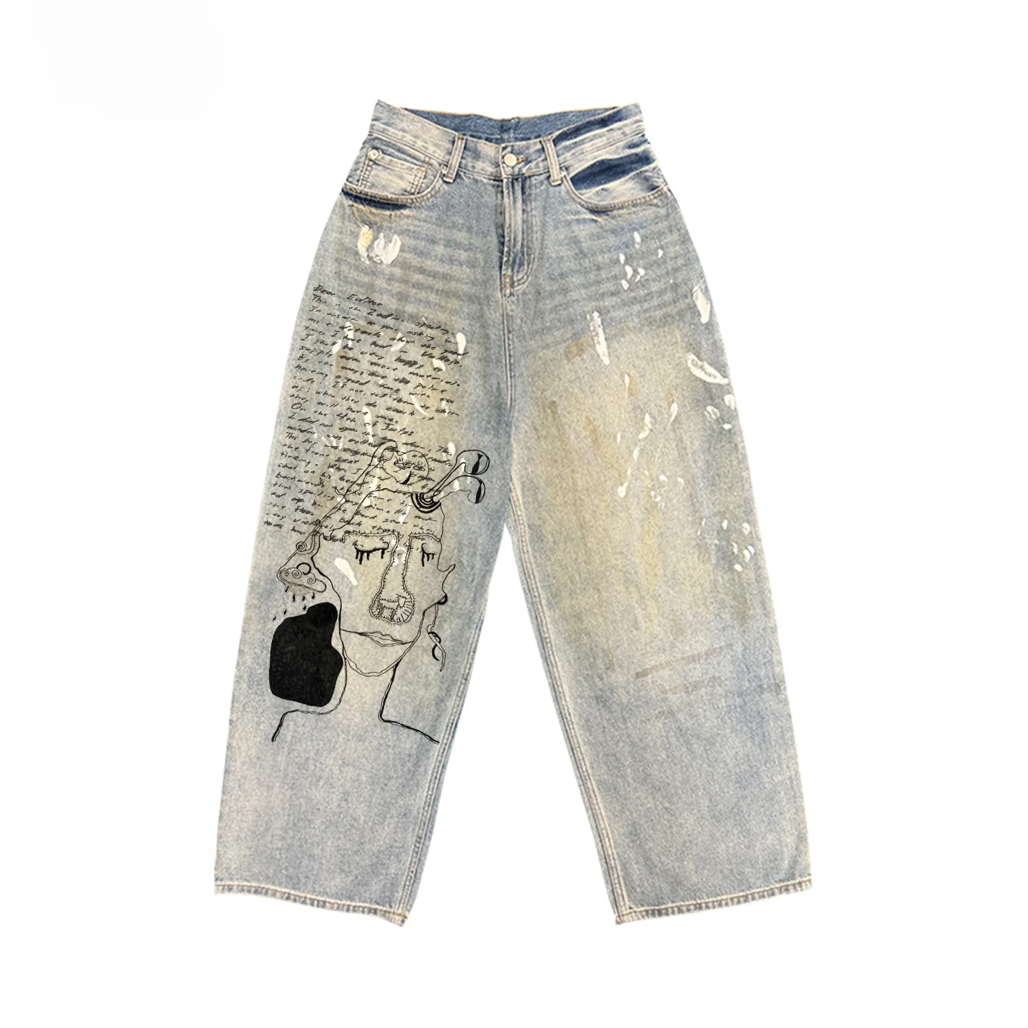 

Heavyweight Vintage Patchwork Denim Jeans Unisex Luxury Trend Splicing Design Classic Men's Women's Blue Jeans Casual Wear