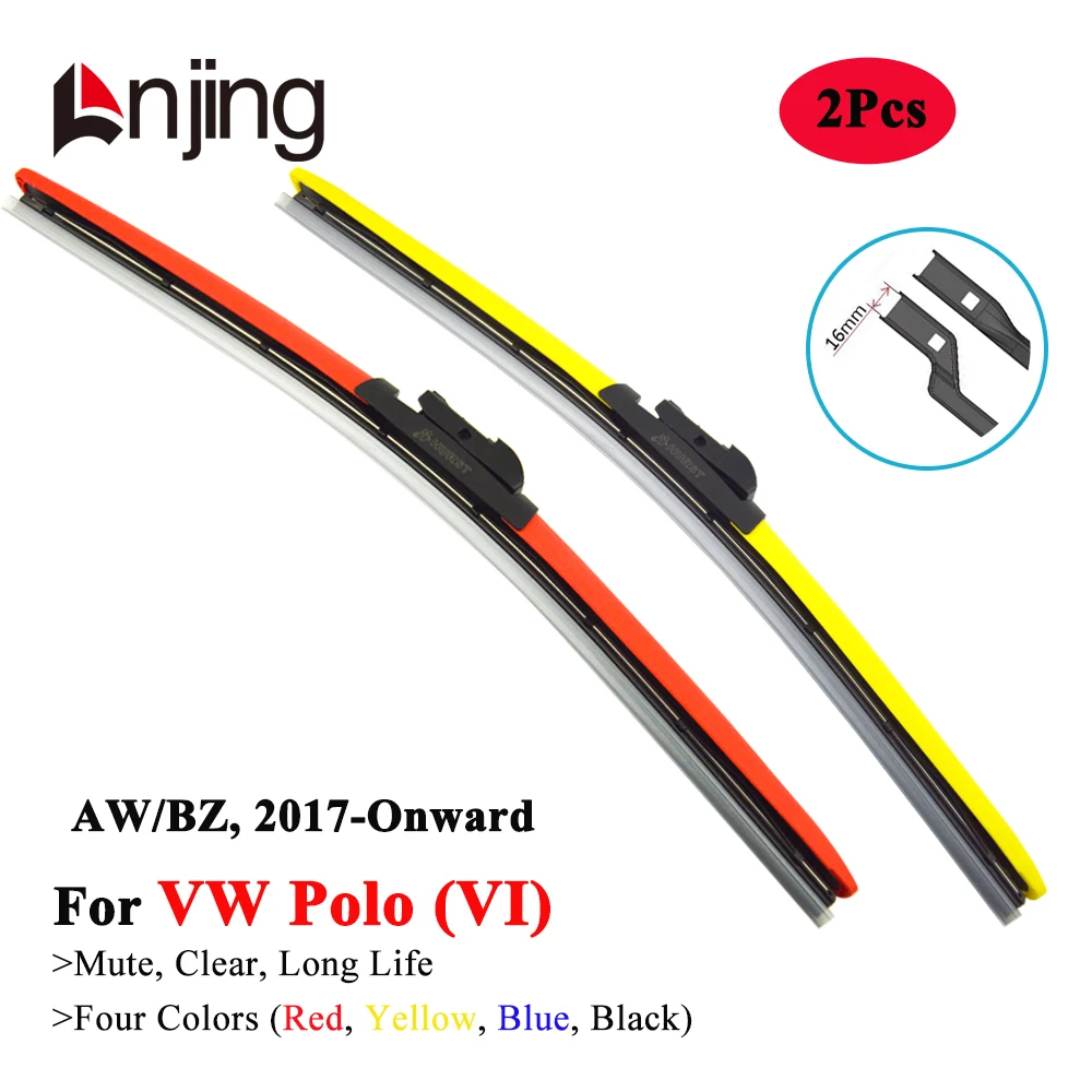 

LNJING Colorful Wiper Blades For VW Volkswagen Polo MK6 AW BZ Hatchback 2017 2018 2019 2020 2021 2022 2023 Car Windshield Brush