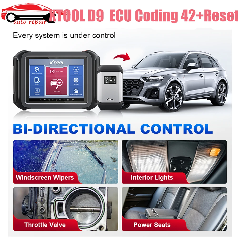 

XTOOL D9 Automotive Scan Tool Topology Map Bi-Directional Control ECU Coding Full Diagnostics & 42+ Resets Support DoIP & CAN FD