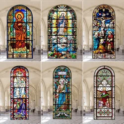Stained Glass Window Stickers, Privacy Film, Church Style, Static Cling, Decorative Frosted Window Films, Customized Size