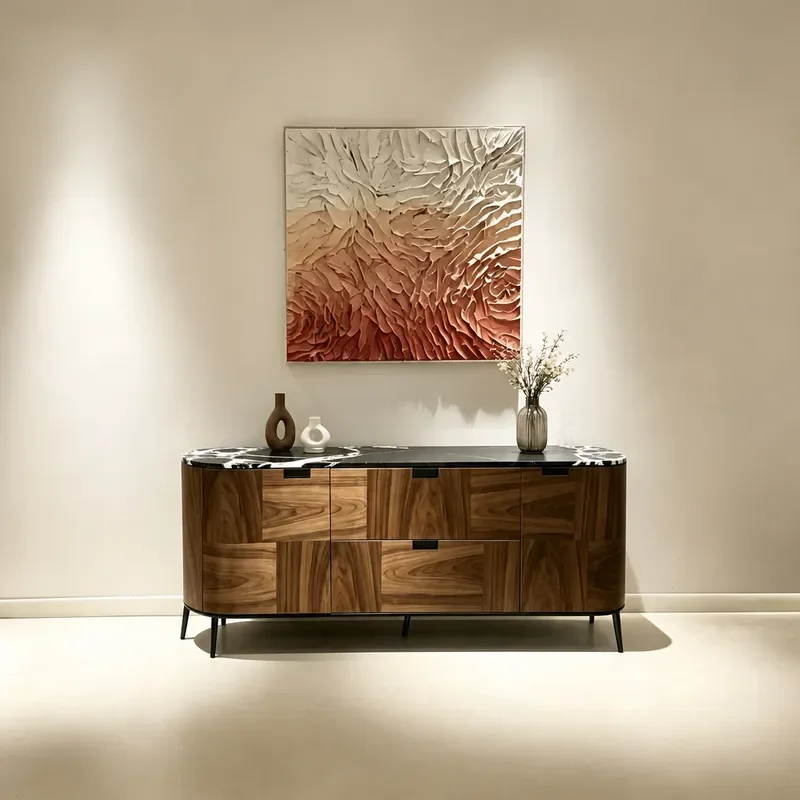 Walnut Dining Side Cabinet Nordic Japanese Style Living Room Light Luxury Solid Wood Wine Cabinet Simple Modern Storage Tea