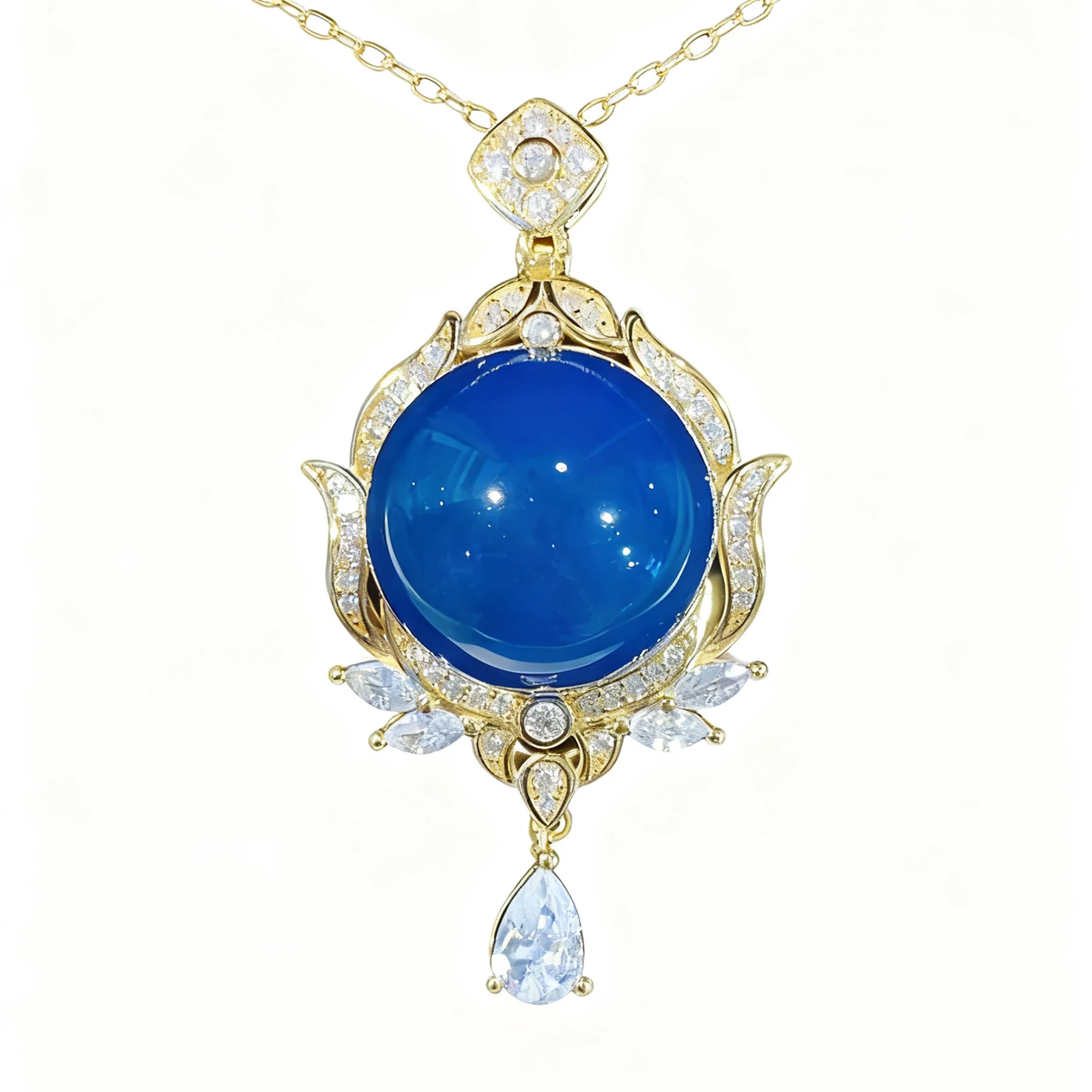 

Кулон из натурального мексиканского синего янтаря, 15 мм, стерлинговое серебро, цветочные винтажные украшения для женщин, подарок