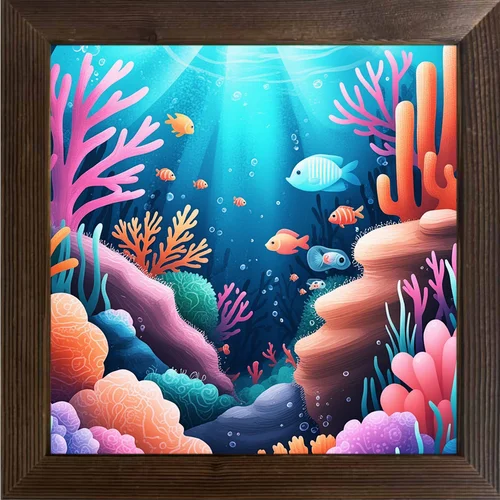 Seascape Coral Oil Paintings Used for Decoration in Various Scenarios Such As Homes, Classrooms, and Festivals