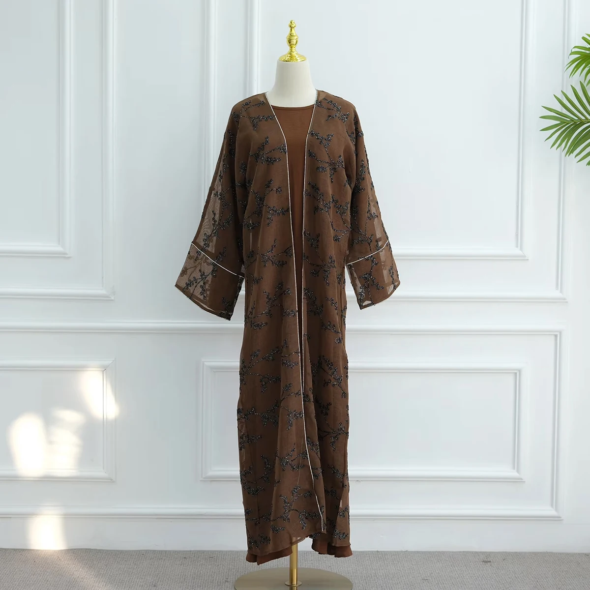 Abaya 2025, islamische Kleidung, Spitze, Blumenstickerei, luxuriöse Abaya, muslimisches Damenkleid, Dubai, Kimono, Strickjacke, Abaya und Innenkleid