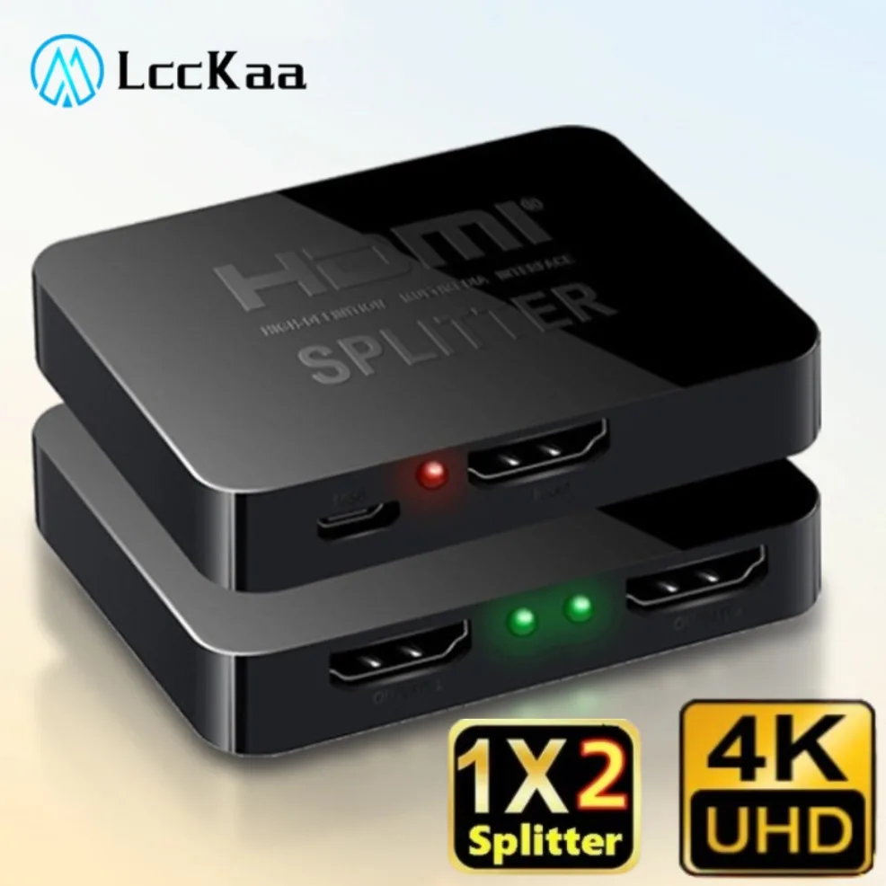 4K HDMI-compatible Splitter 1 in 2 Out Dual Display Full HD 1080p HDMI-compatible Splitter 1X2 Splitter Amplifier For HDTV DVD