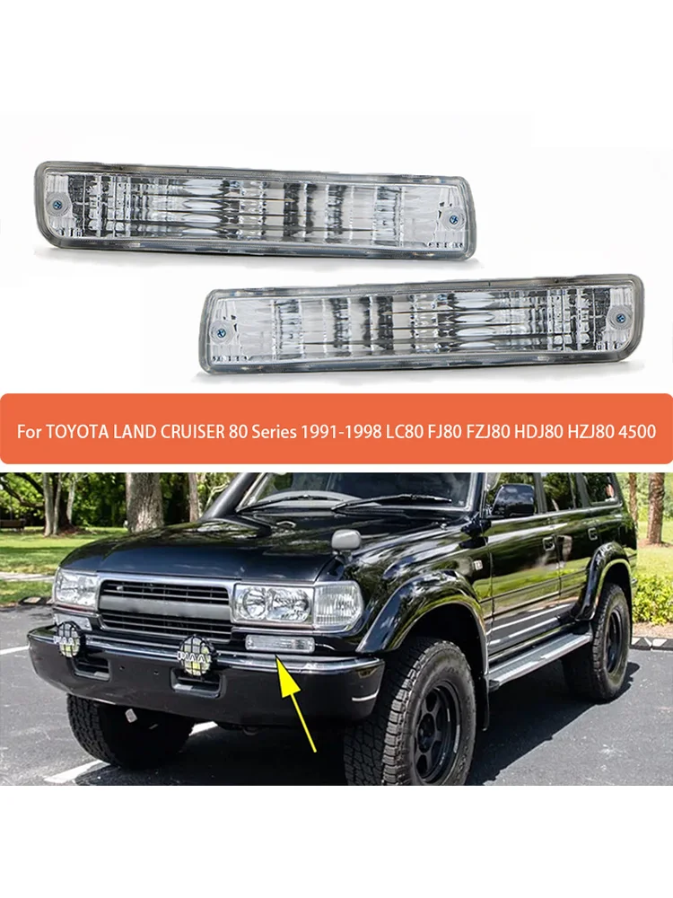 Pour TOYOTA LAND CRUISER 80 série 1991-1998 LC80 FJ80 FZJ80 HDJ80 HZJ80 4500 Type cristal pare-chocs avant clignotant lampe