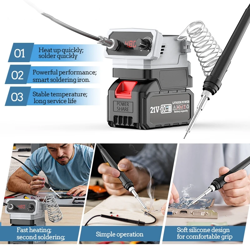 مسدس لحام كهربائي بطارية ليثيوم لحام سريع آلة توصيل القصدير الأوتوماتيكية منزلية متعددة الوظائف مكواة لحام صغيرة