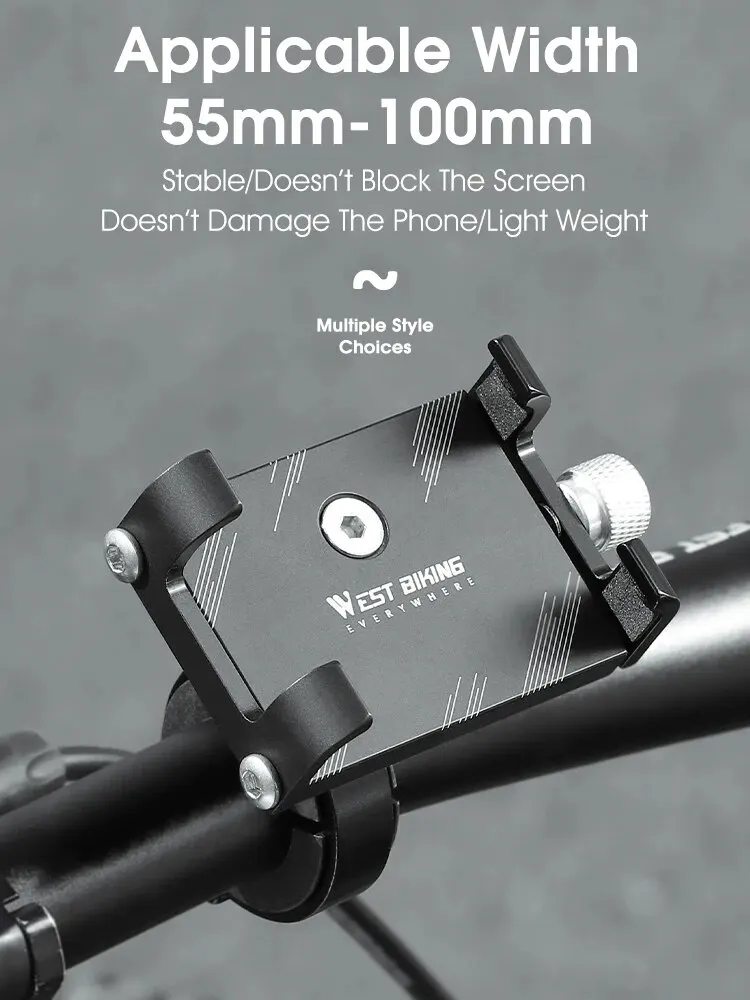 AliExpress West Biking WEST BIKING Cycling Phone Holder Lightweight Aluminum Alloy Bike Handlebar Phone Bracket Phone Mount MTB Road Bike Accessories