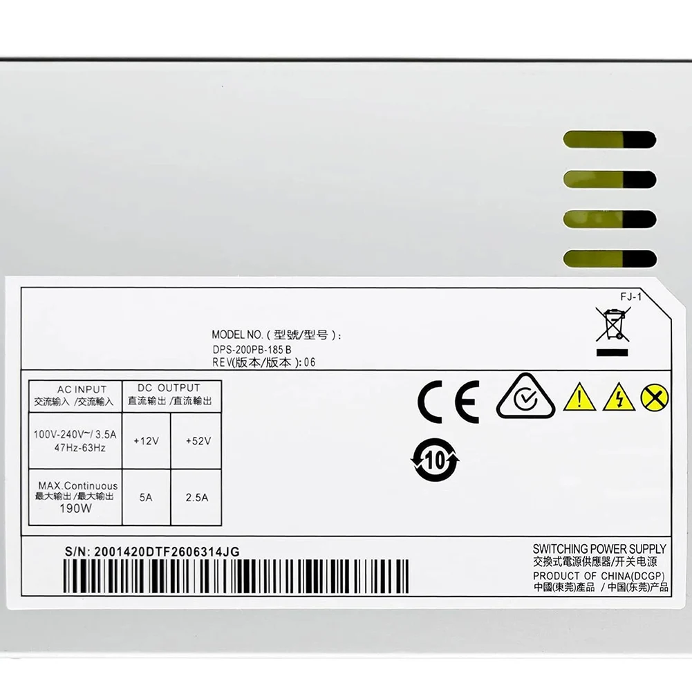 

190W DPS-200PB-185B Video Recorder Power Supply Fit DPS-200PB-185 AC100-240V Durable= High Efficiency For Recording Equipment