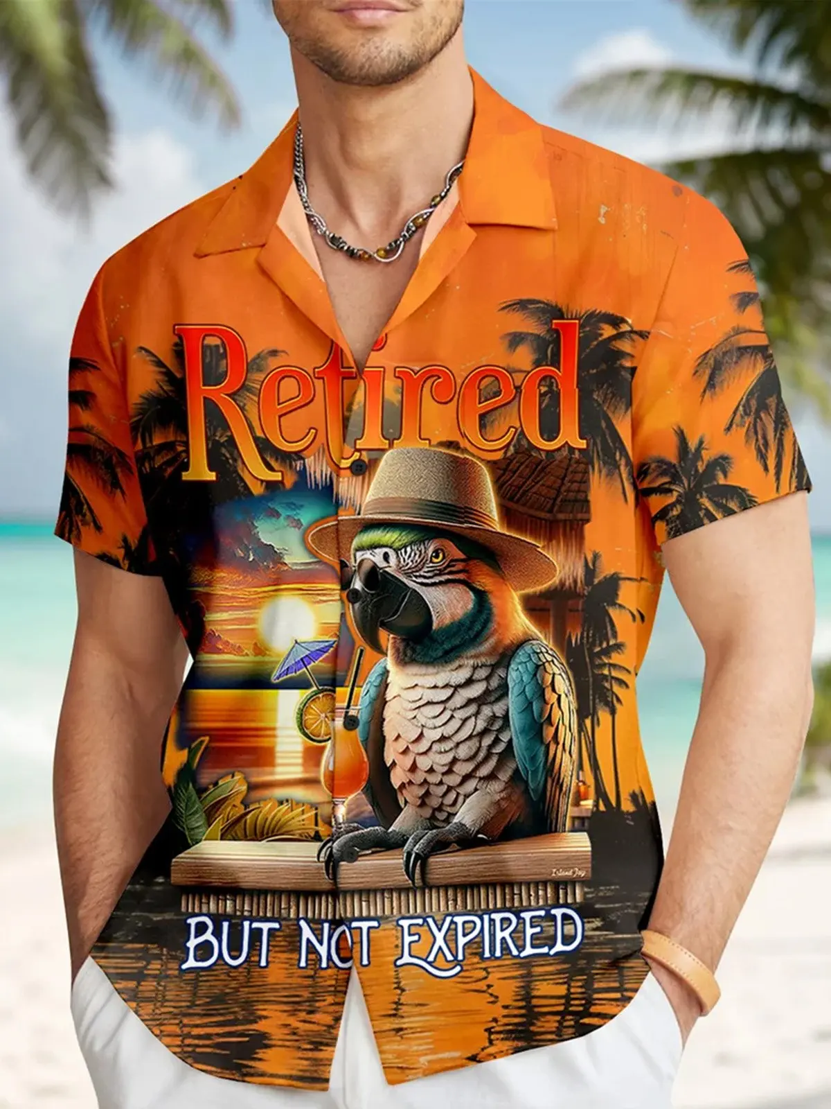 

2024 Summer Beach Sunset Men's Hawaiian Shirt Parrot Tropical Art Quick Dry Men's Shirt Big Tall causal hawaiian shirts for men