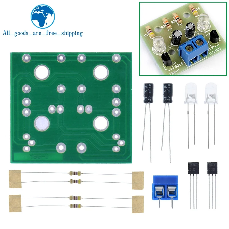 TZT Simple LED Flash DIY Kits Circuit Electronics DIY Electronic Suite 1.2mm Parts for Arduino Flash LED Kit Electronic DIY Kit