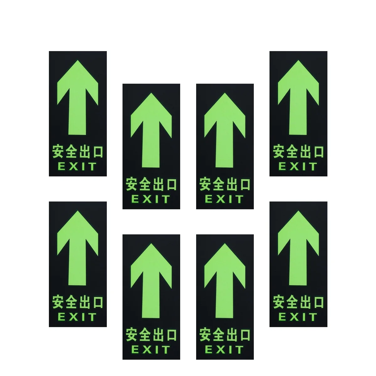 

8pcs Photoluminescent Luminous Exit Sign Wall Sticker Decal Arrow Safety Indicator For Office School Retail Emergency Exit