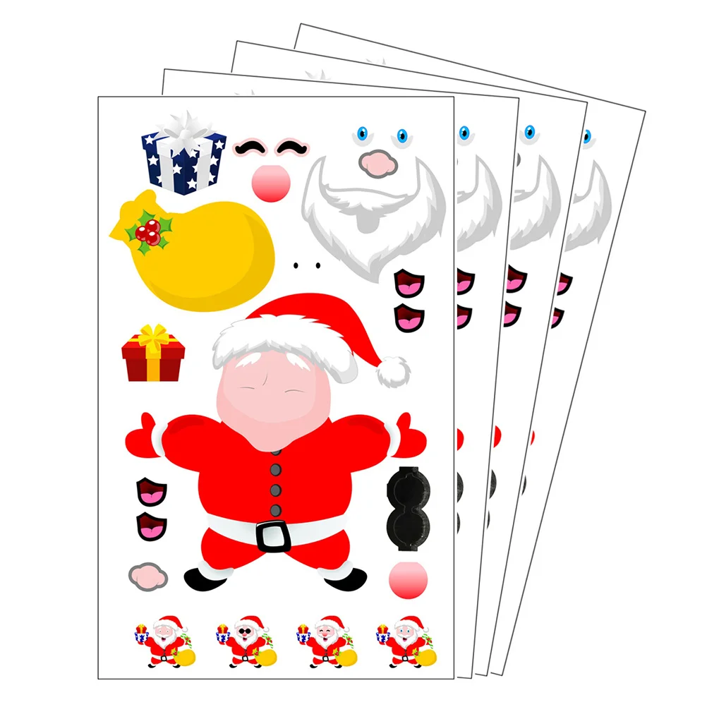 24Pcs Christmas Sticker Lovely Face Pattern Paper Decals for Diary Scrapbooking School Calendar Classroom Reward Use
