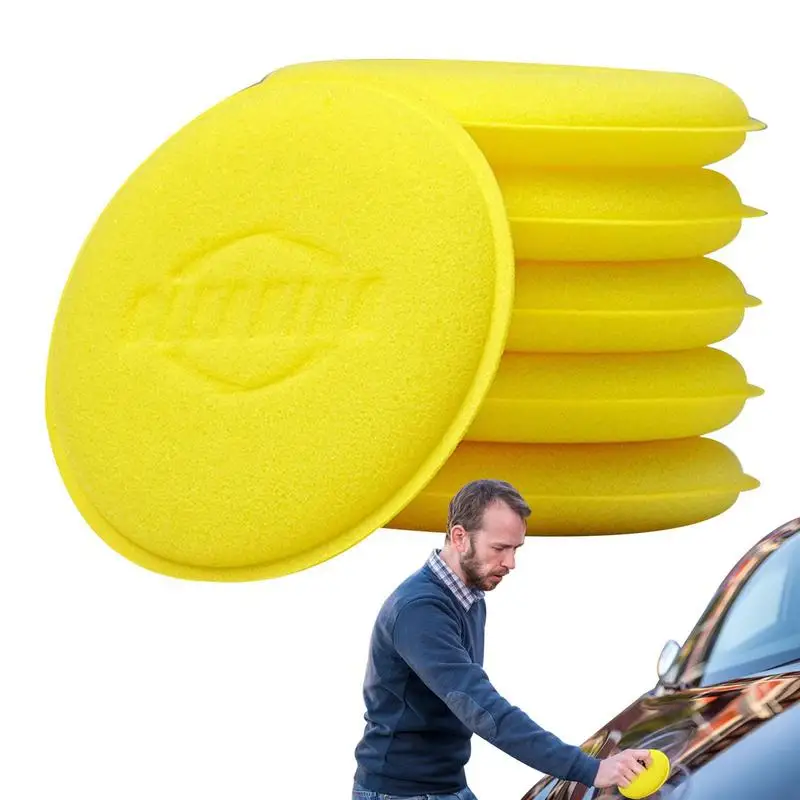 12PCS Round Car Waxing Polish Wax Foam Sponge High Density Applicator Pads Cleaning Sponge Auto Detail Washing Car Cleaning Tool