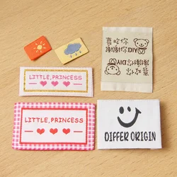 Handmade Pink Checkered Smiley Heart Fabric Labels for Sewing DIY Crafts