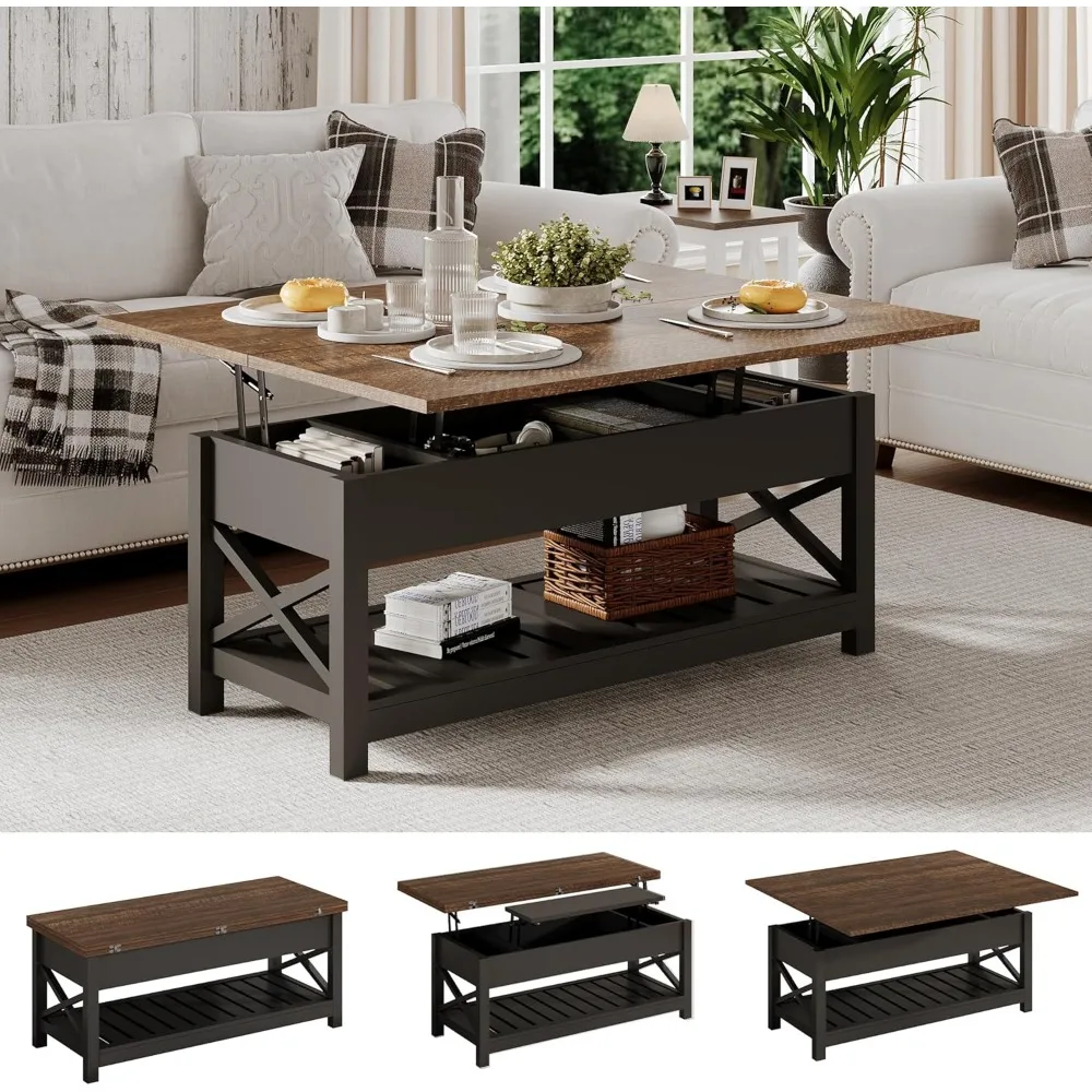 

Coffee Table Lift Top, Multi-Function Convertible Coffee Tables with Storage and Hidden Compartment, Coffee Table Conve
