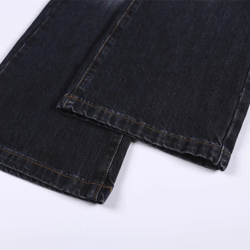 MWJLPWQ Heavy-Duty Rivet-Washed Denim Flared For Men Hippie-Style Trendy Vibe Unique Niche Design Loose-Fitting Long Pants 17184
