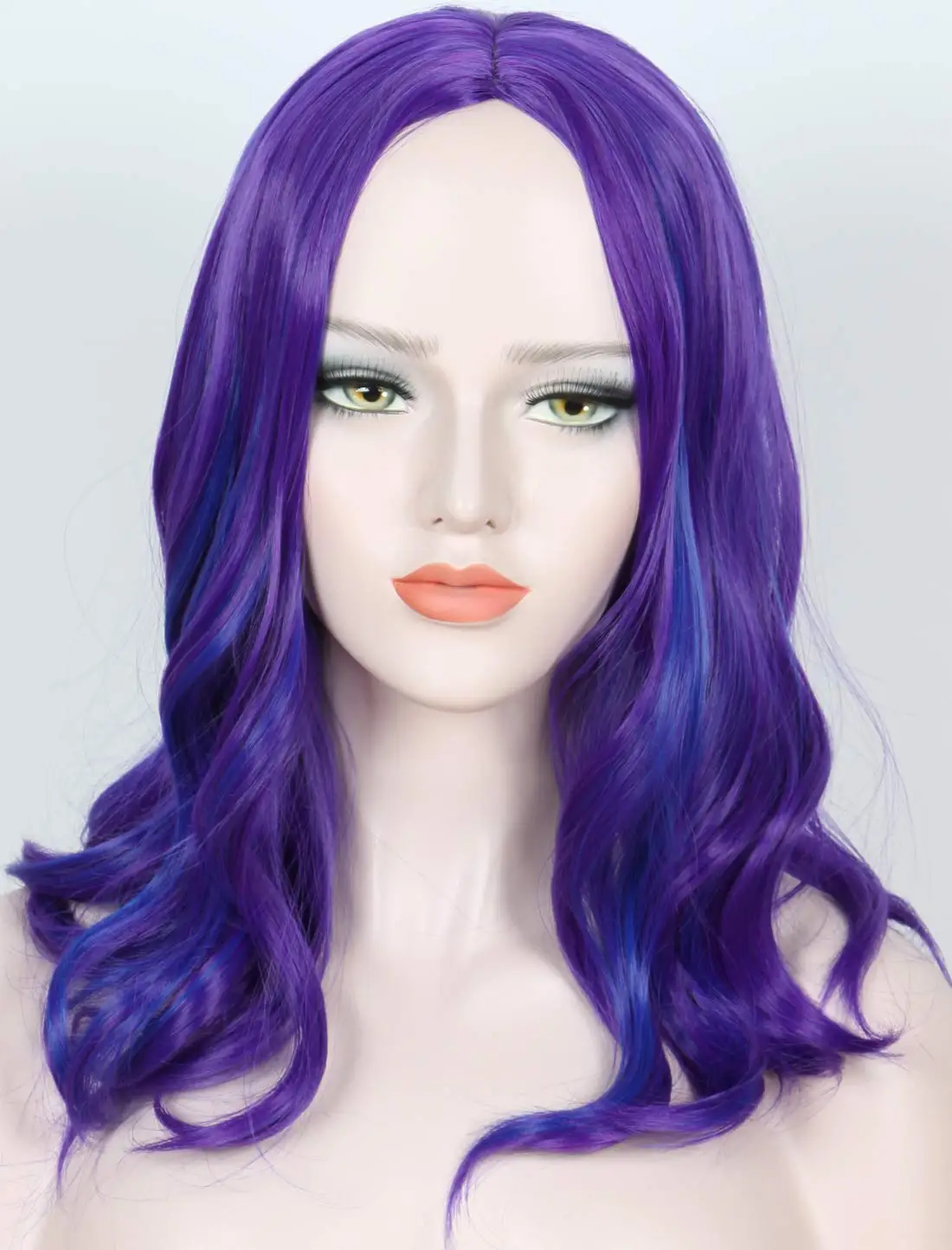 Discendenti 2 Mal Parrucca Viola Mix Costume Cosplay Donna Lungo Rettilineo Resistente Al Calore Capelli Sintetici Gioco di Ruolo Parrucche + Berretto