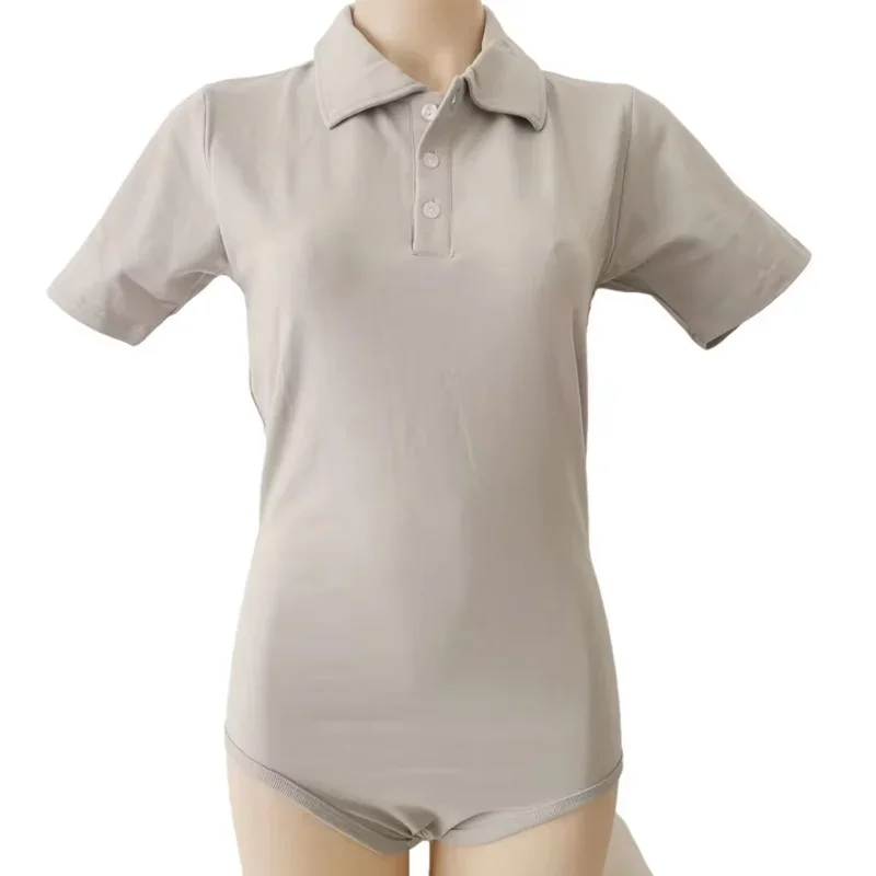 Men's Adult Pure Cotton Grey Bodysuit /Women Adult Lapel Onesie/Adult Polo Bodysuit/ABDL Soft Comfortable Couple Home Playsuits