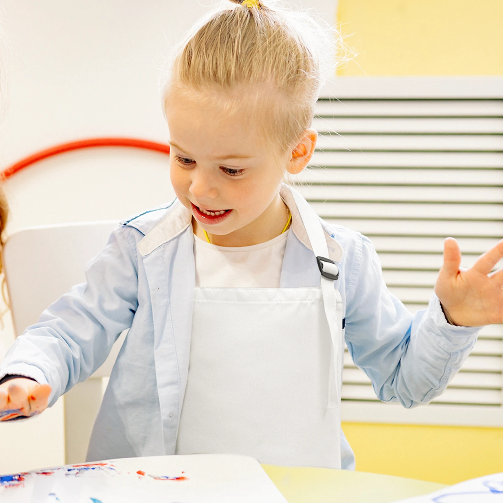 

4 Pcs Kids Painting Apron Adjustable Toddlers Polyester Blank Drawing Art Smock Reusable Children M Size White