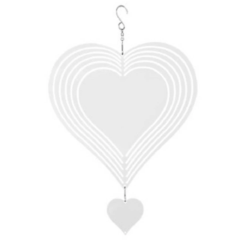 

Вращающаяся колокольчик ветра в форме сердца, украшение для сада, чистый двухсторонний колокольчик с сублимационной печатью «сделай сам»