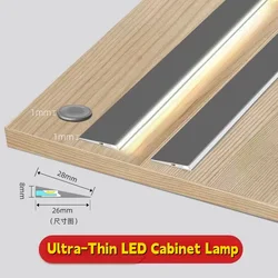 Ultra-Thin Aluminum Profile 7mm Surface Mounted LED Cabinet Lamp 45 Degree Oblique Hidden Lights Wardrobe Edge Shelf Panel Light